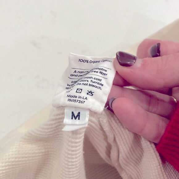 MATE the LABEL 100% Organic Cotton Ivory White Waffle Knit Thermal Joggers Med - Picture 7 of 10